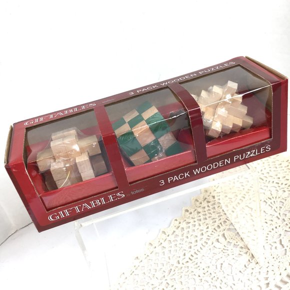 3 Pack Wood PuzzlesTotes Giftables  NIP - Picture 4 of 9